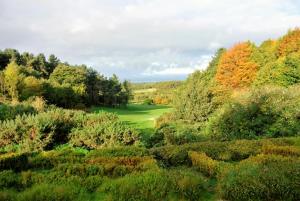 a golf course in the middle of a forest at Luxury Stay at Oakmere Lodge in Oxton