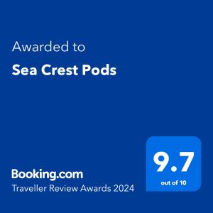 uma caixa de texto azul com o texto enviado por e-mail para as publicações de topo do mar em Sea Crest Pods em Rossnowlagh