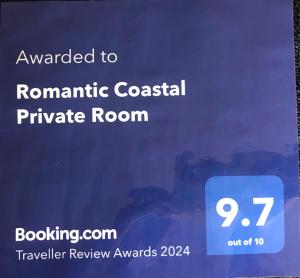 a sign that reads awarded to romantic coastal private room at Romantic Coastal Private Room in Oxnard