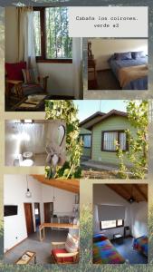 un collage di foto di un soggiorno e di una casa di CABAÑAS LOS COIRONES a El Calafate