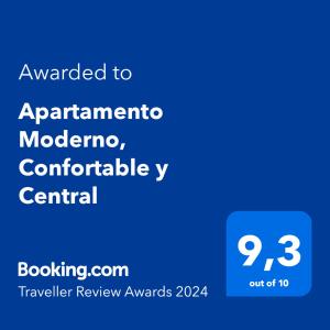 Certifikát, hodnocení, plakát nebo jiný dokument vystavený v ubytování Apartamento Moderno, Confortable y Central