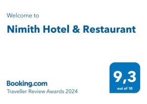 Сертифікат, нагорода, вивіска або інший документ, виставлений в Nimith Hotel & Restaurant