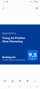 a screenshot of a website with the words upgraded to trains an printing view housekeeper at Trang An Pristine View homestay in Ninh Binh