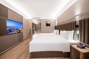 IntercityHotel Shanghai Hongqiao Airport - Free Minibar for First Night的电视和/或娱乐中心