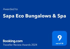 Chứng chỉ, giải thưởng, bảng hiệu hoặc các tài liệu khác trưng bày tại Sapa Eco Bungalows & Spa