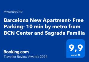Certificat, premi, rètol o un altre document de Chic Apartments Barcelona- Free Parking-10 min by metro from BCN Center