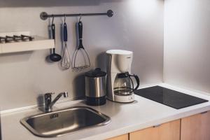 Kuchyň nebo kuchyňský kout v ubytování Apartmenthaus Maxl