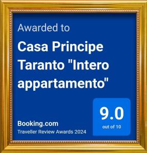 a sign in a gold frame with the words awarded to csa pineapple tomato tomato at Casa Principe Taranto "Intero appartamento" in Taranto