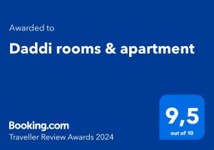 Certifikát, hodnocení, plakát nebo jiný dokument vystavený v ubytování Daddi rooms & apartment + 1 fotografie