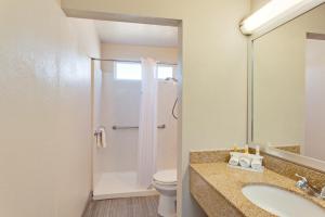 un bagno con wc, lavandino e doccia di Days Inn by Wyndham Chowchilla Gateway to Yosemite a Chowchilla Altre 14 foto