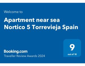 Palkinto, sertifikaatti, kyltti tai muu asiakirja, joka on esillä majoituspaikassa Apartment near sea Nortico 5 Torrevieja Spain