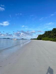 ein Schatten einer Person, die am Strand steht in der Unterkunft Diamond Plaza in Grand Anse