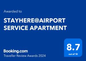 Sertifikat, nagrada, logo ili drugi dokument prikazan u objektu STAYHERE@AIRPORT SERVICE APARTMENT