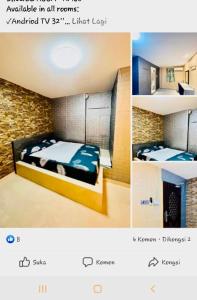 two pictures of a bedroom with a bed in a room at City hotel in Sibu