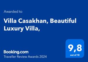 Certifikát, hodnocení, plakát nebo jiný dokument vystavený v ubytování Villa Casakhan, Beautiful Luxury Villa,