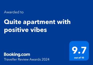 Majutusasutuses Quite apartment with positive vibes olev sertifikaat, autasu, silt või muu dokument