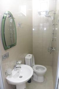 巴統的住宿－Emilia，一间带卫生间、水槽和镜子的浴室