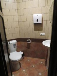 a bathroom with a toilet and a sink at Hostel Jan in the very center in Yerevan