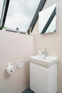 a bathroom with a sink and a skylight at En-suite Room in Zone 1 London in London