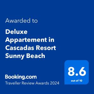 ใบรับรอง รางวัล เครื่องหมาย หรือเอกสารอื่น ๆ ที่จัดแสดงไว้ที่ Deluxe Appartements in Cascadas Family Resort Sunny Beach