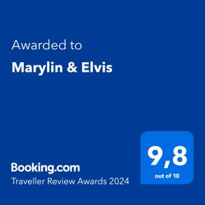 Sertifikatas, apdovanojimas, ženklas ar kitas apgyvendinimo įstaigoje Marylin & Elvis matomas dokumentas
