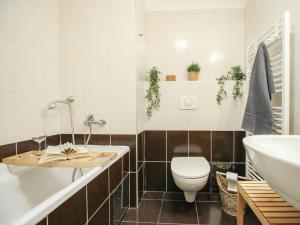 a bathroom with a toilet and a tub and a sink at Apartment Resident Harrachov B - HRA170 by Interhome in Harrachov