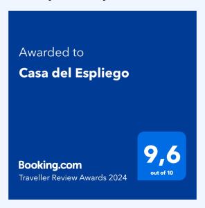 Casa del Espliego tesisinde sergilenen bir sertifika, ödül, işaret veya başka bir belge