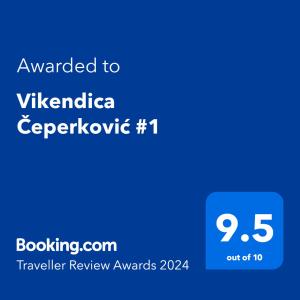 Sertifikatas, apdovanojimas, ženklas ar kitas apgyvendinimo įstaigoje Vikendica Čeperković #1 matomas dokumentas