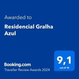 Um certificado, prêmio, placa ou outro documento exibido em Residencial Gralha Azul
