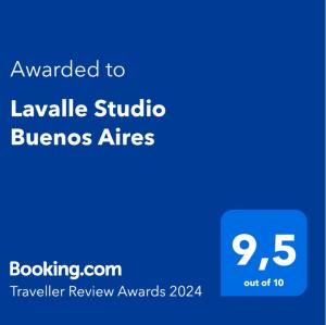 Un certificat, premiu, logo sau alt document afișat la Lavalle Studio Buenos Aires