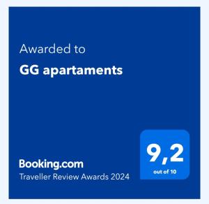GG apartaments tanúsítványa, márkajelzése vagy díja