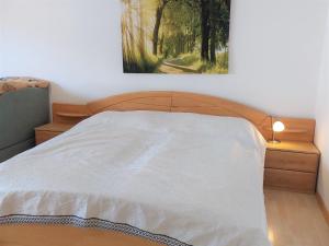 een slaapkamer met een bed met een schilderij aan de muur bij Apartment Landhaus St- Georg-8 by Interhome in Bad Gastein