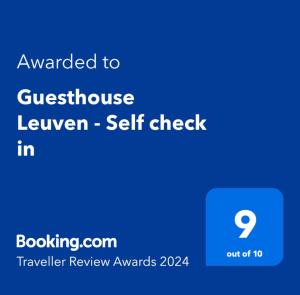 Certifikát, hodnocení, plakát nebo jiný dokument vystavený v ubytování Goodnight Leuven - Self check-in with airco