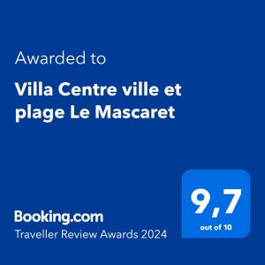 ein blauer Bildschirm mit dem Text für die Villa centrevillelelelele in der Unterkunft Villa Centre ville et plage Le Mascaret in Villers-sur-Mer