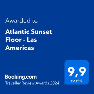een schermafdruk van een telefoon met de tekst toegekend aan de zonsondergang vloer las americas bij Atlantic Sunset Floor - Las Americas in Playa de las Americas