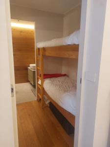 サウゼ・ドゥルクスにあるSauze Apartmentの小さなお部屋で、二段ベッド2組が備わります。
