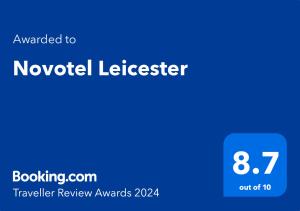 Un certificat, premiu, logo sau alt document afișat la Novotel Leicester