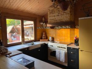 uma cozinha com um fogão e um lavatório em FINCA ALMAZARA em San Pablo