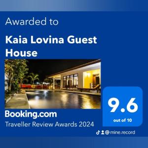 Certifikat, nagrada, logo ili neki drugi dokument izložen u objektu Kaia Lovina Guest House