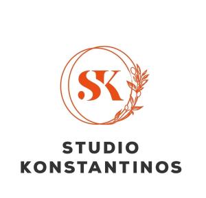 a logo for a studio institution with a laurelreath at Studio Konstantinos in Parga