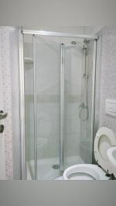 a bathroom with a shower and a toilet at Hostel Castello Maggiore in Rome