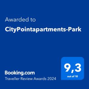 Certifikát, ocenenie alebo iný dokument vystavený v ubytovaní CityPointapartments-Park