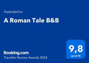 Certifikát, hodnocení, plakát nebo jiný dokument vystavený v ubytování A Roman Tale B&B
