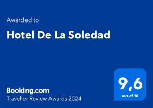 un panneau indiquant l'hôtel de la soledad dans l'établissement Hotel De La Soledad, à Morelia