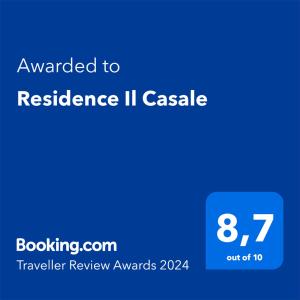 Majutusasutuses Residence Il Casale olev sertifikaat, autasu, silt või muu dokument