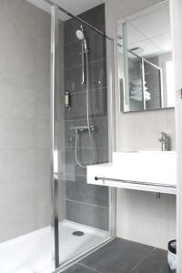 巴黎的住宿－蒙帕納斯威亞酒店，带淋浴和盥洗盆的浴室