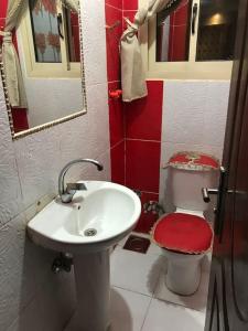 a bathroom with a sink and a toilet at Lovely 3-bedroom rental unit.cozy and friendly in Cairo