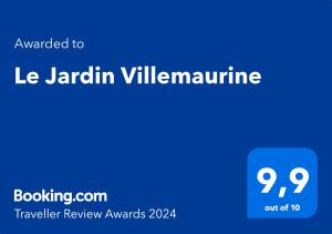 Palkinto, sertifikaatti, kyltti tai muu asiakirja, joka on esillä majoituspaikassa Le Jardin Villemaurine