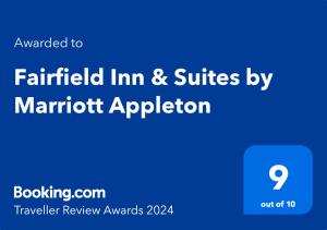 Certifikát, hodnocení, plakát nebo jiný dokument vystavený v ubytování Fairfield Inn & Suites by Marriott Appleton
