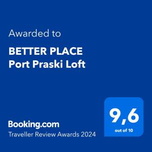 Πιστοποιητικό, βραβείο, πινακίδα ή έγγραφο που προβάλλεται στο Przy moście pieszo-rowerowym BETTER PLACE Port Praski Loft